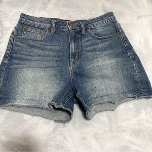 Madewell high rise unfinished hem denim shorts